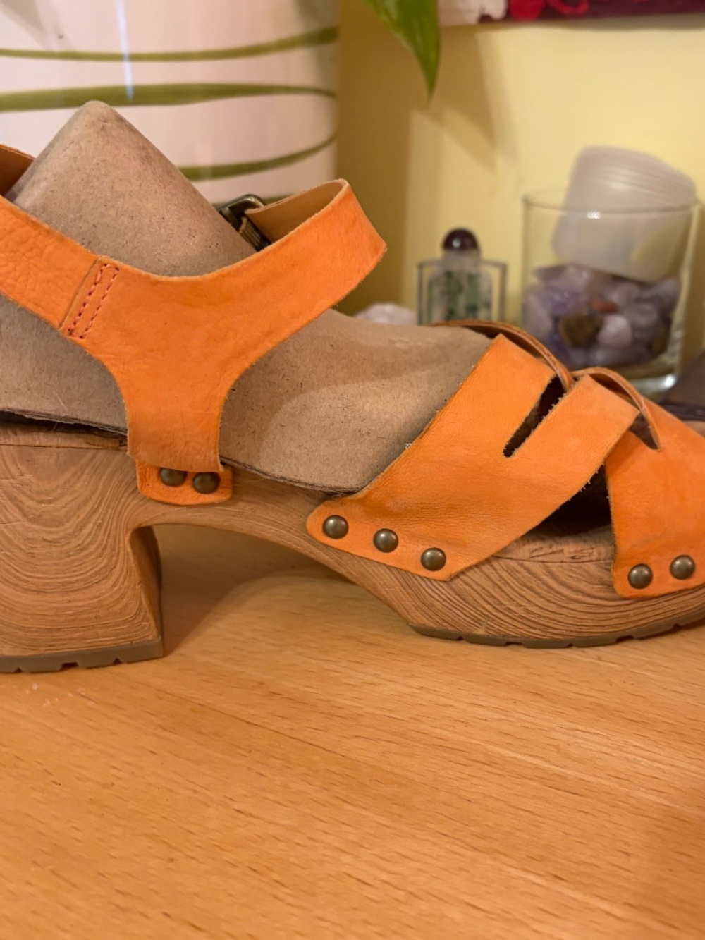 Kork Ease Tia Orange Woven Leather Block Heel Platform Sandals Size 9 M Boho - Picture 6 of 11